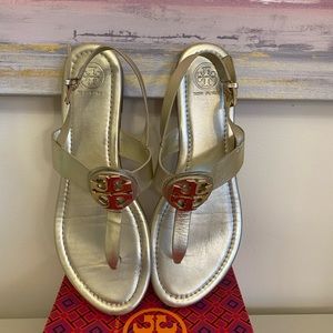 Tory Burch Bryce gold logo sandals